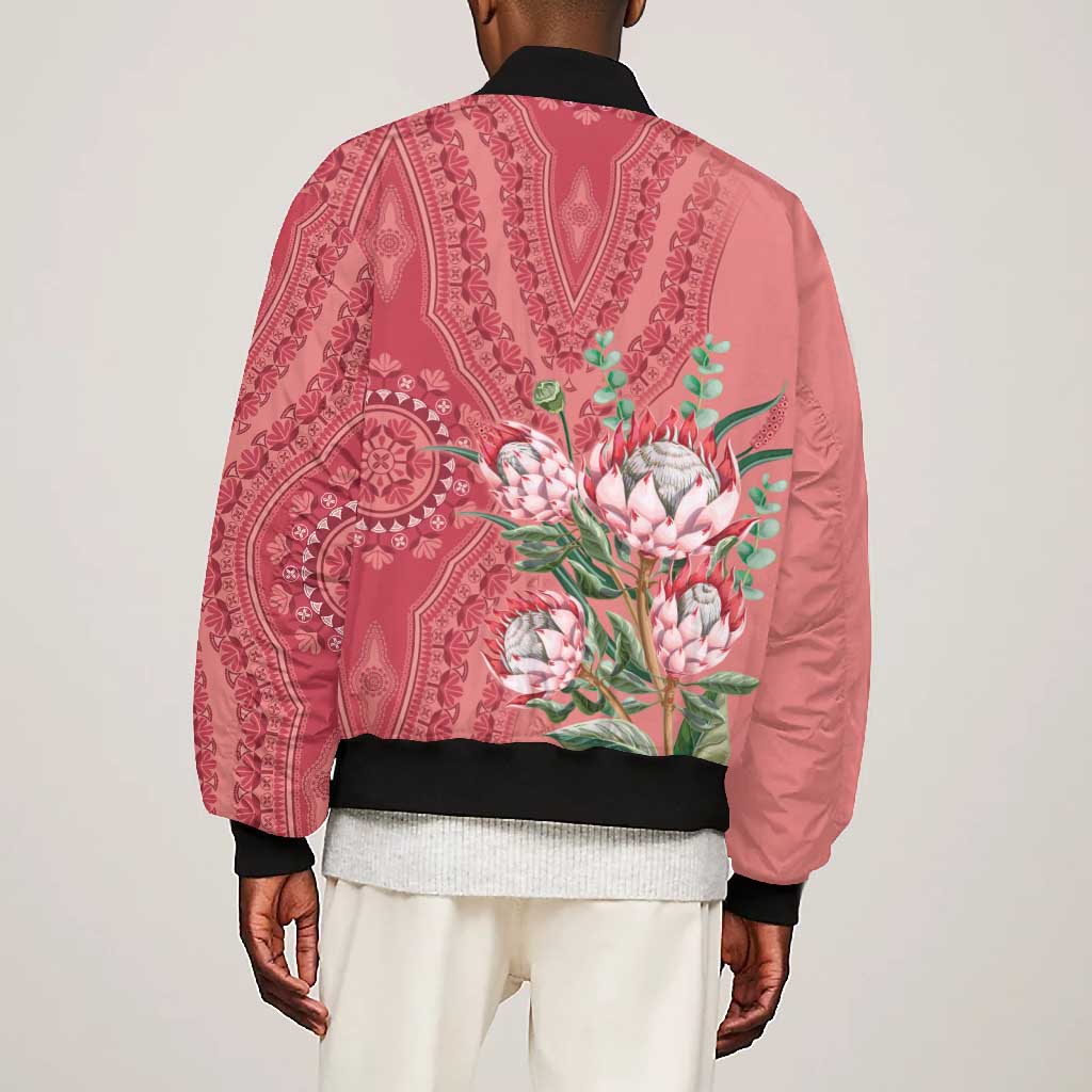 Afro King Proteas Dashiki Motif Bomber Jacket Peach Style