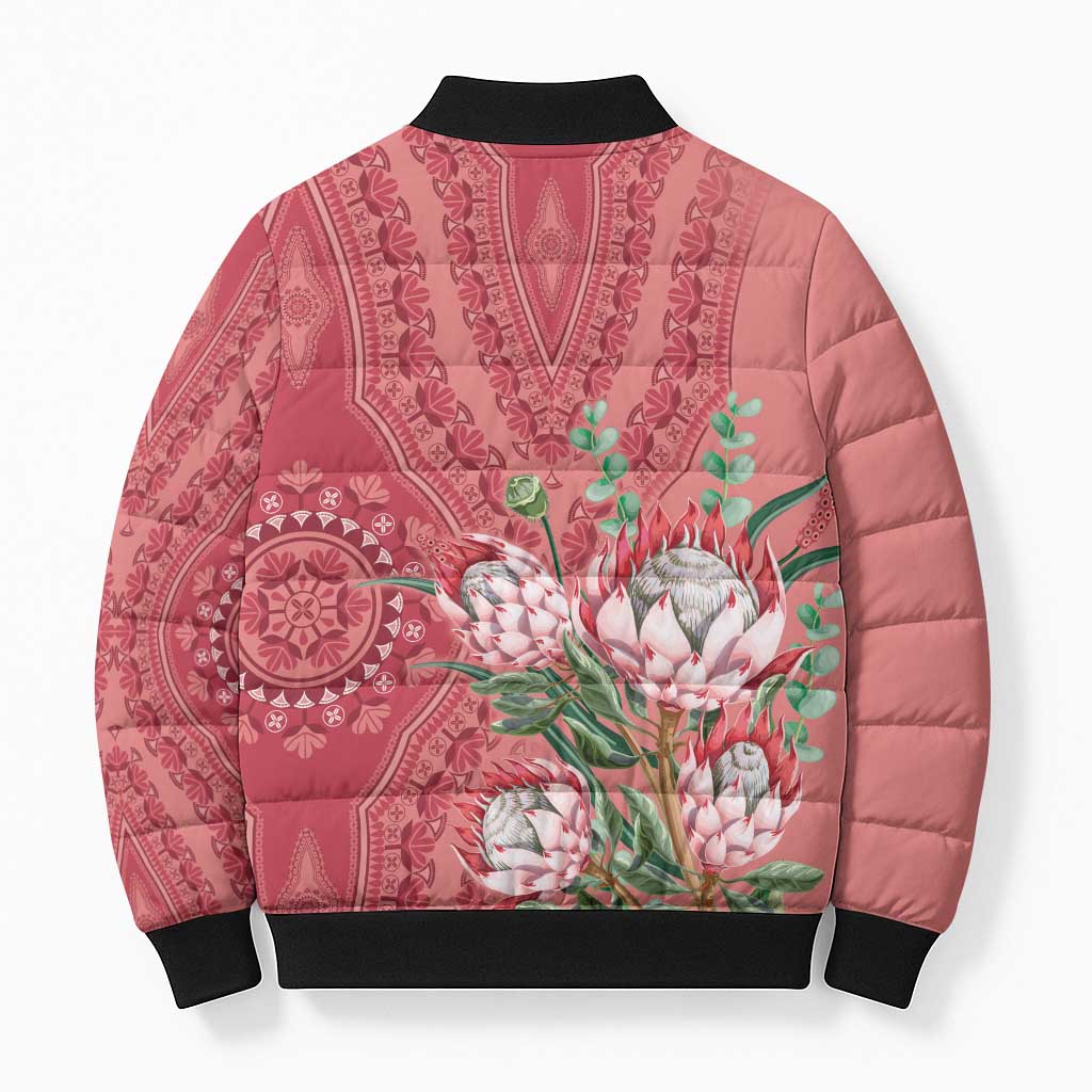 Africa King Proteas Dashiki Motif Bomber Puffer Jacket Peach Style