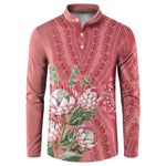 Africa King Proteas Dashiki Motif Button Sweatshirt Peach Style