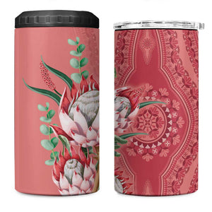 Afro King Proteas Dashiki Motif 4 in 1 Can Cooler Tumbler Peach Style