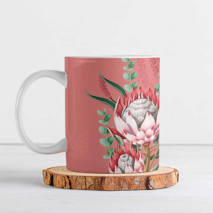 Africa King Proteas Dashiki Motif Ceramic Mug Peach Style