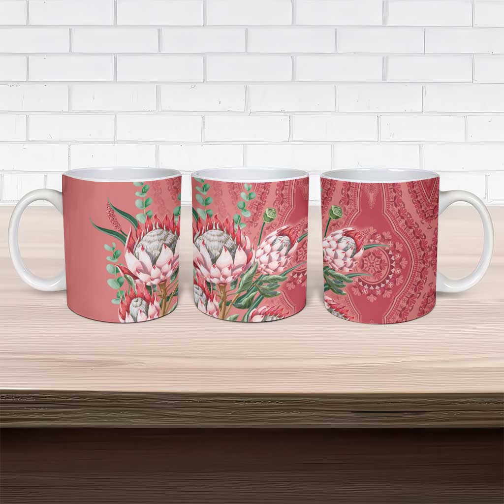 Africa King Proteas Dashiki Motif Ceramic Mug Peach Style