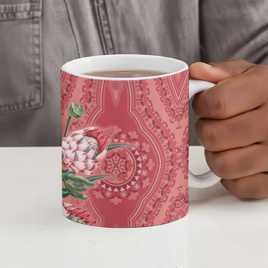 Africa King Proteas Dashiki Motif Ceramic Mug Peach Style