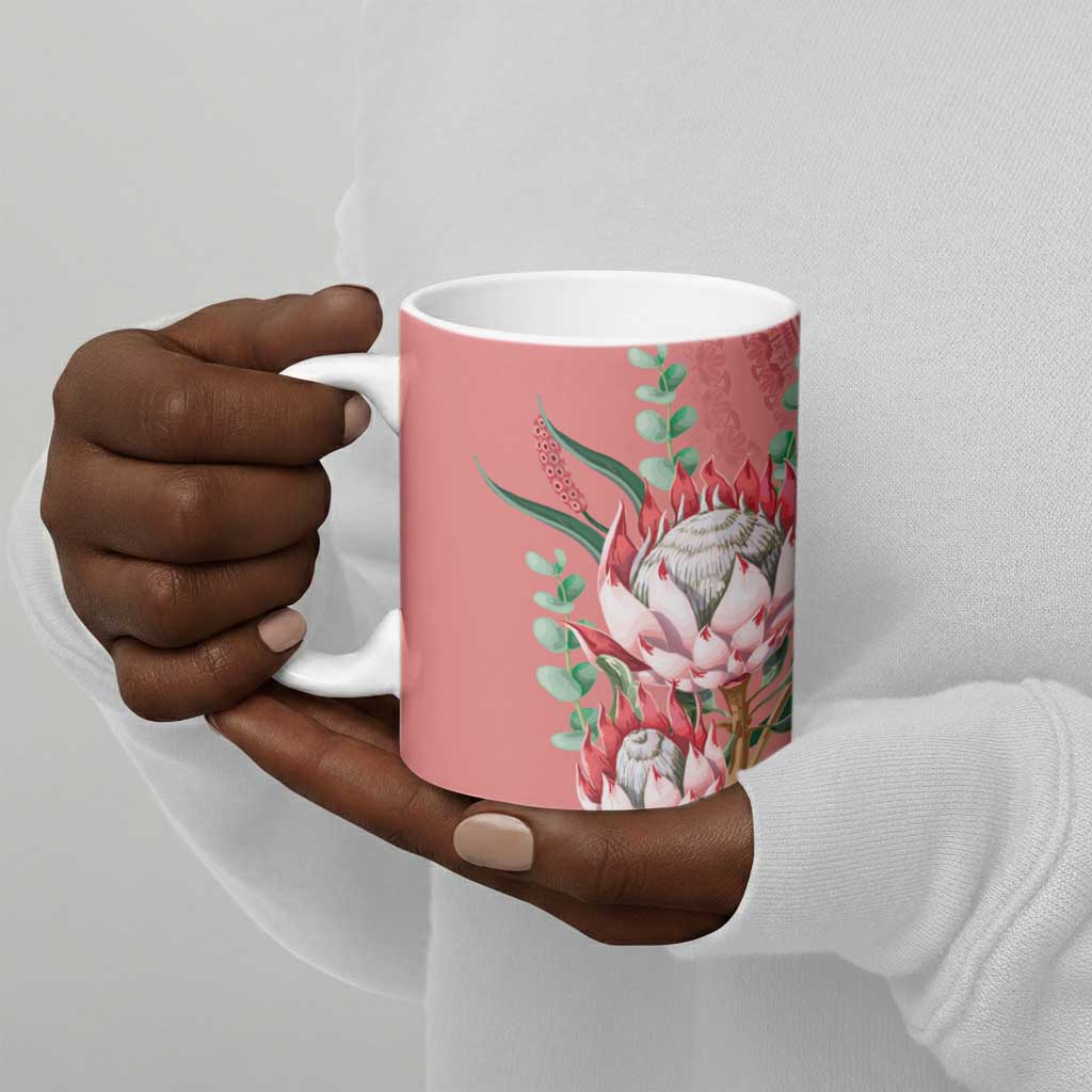 Africa King Proteas Dashiki Motif Ceramic Mug Peach Style