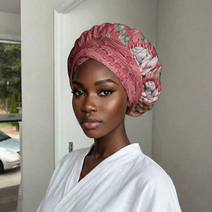 Africa King Proteas Dashiki Motif Easy Headwrap Peach Style