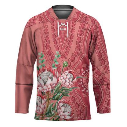 Africa King Proteas Dashiki Motif Hockey Jersey Peach Style