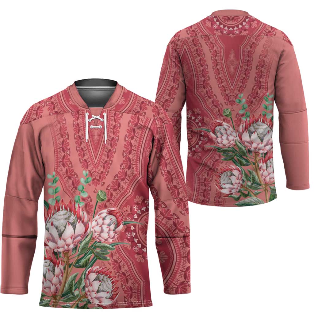 Africa King Proteas Dashiki Motif Hockey Jersey Peach Style