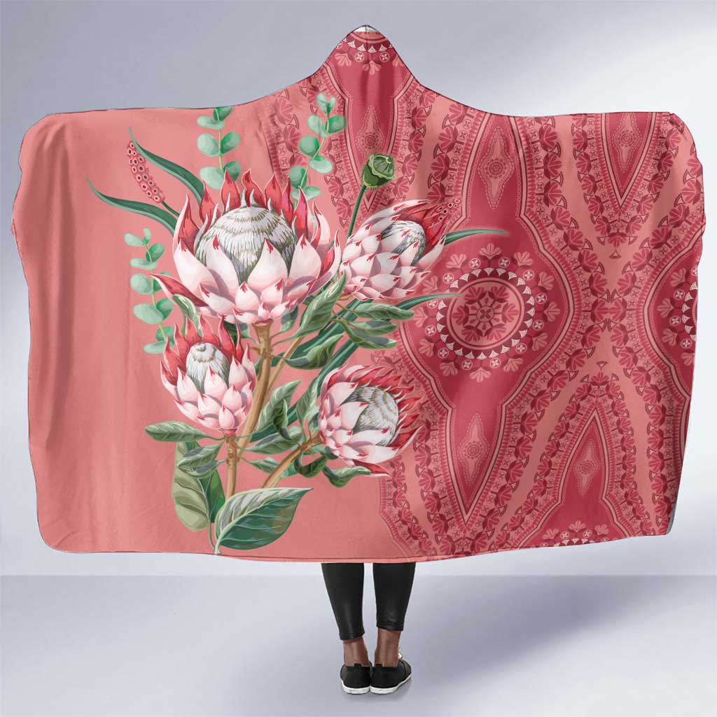 Afro King Proteas Dashiki Motif Hooded Blanket Peach Style