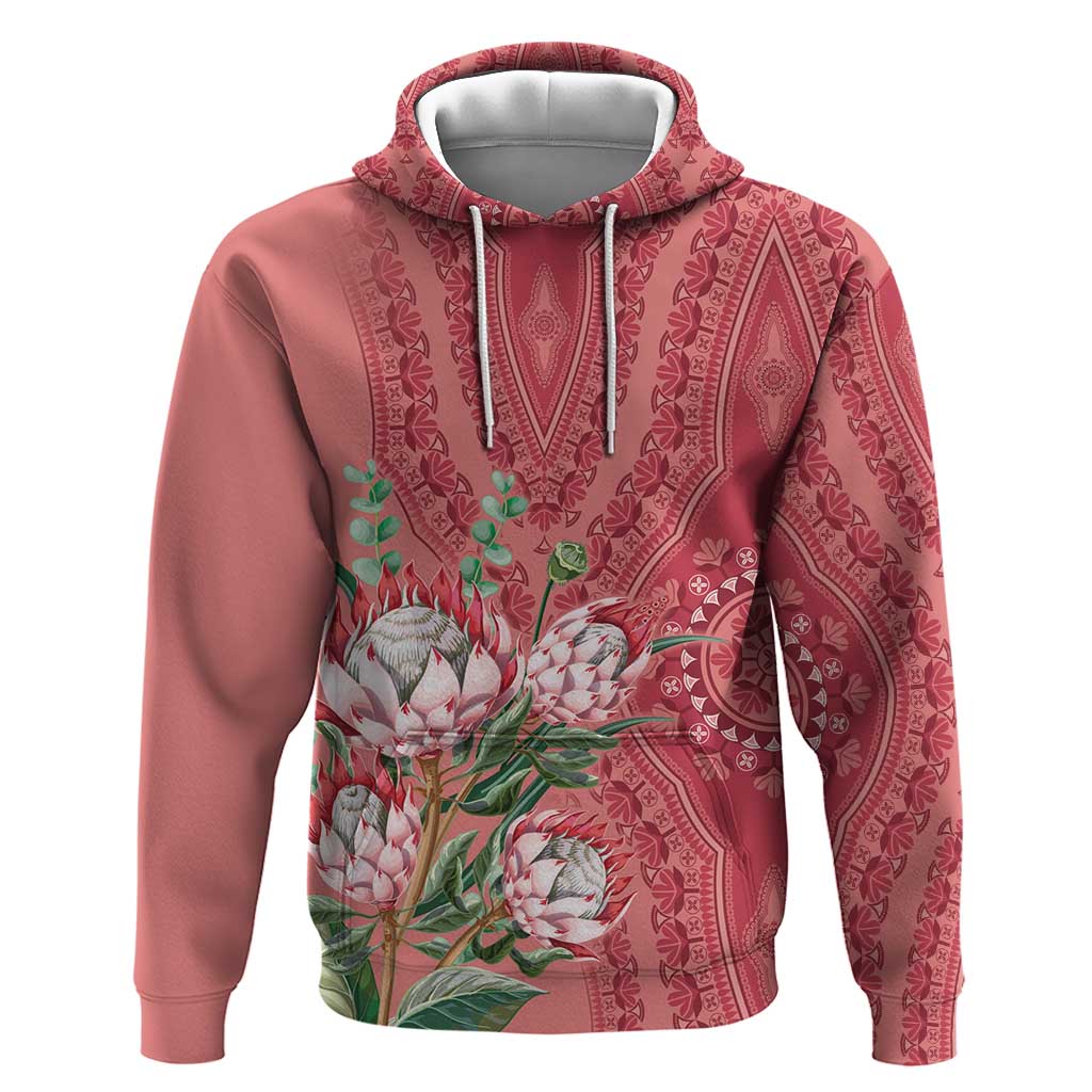 Afro King Proteas Dashiki Motif Hoodie Peach Style