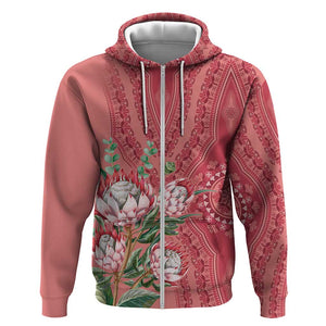 Afro King Proteas Dashiki Motif Hoodie Peach Style