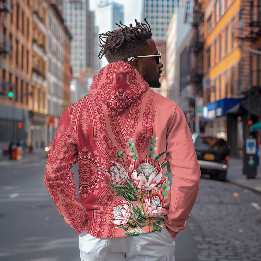Afro King Proteas Dashiki Motif Hoodie Peach Style