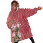 Afro King Proteas Dashiki Motif KId Wearable Blanket Hoodie Peach Style