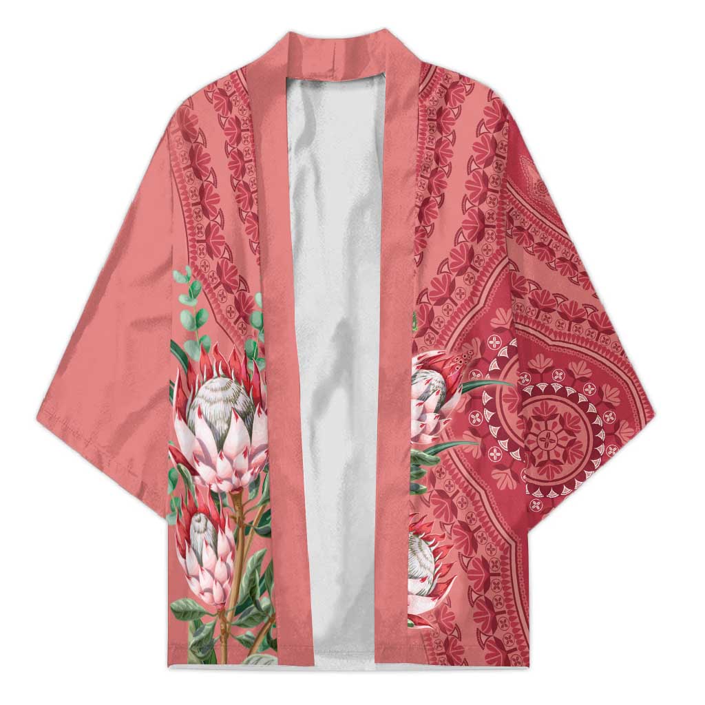Africa King Proteas Dashiki Motif Kimono Peach Style