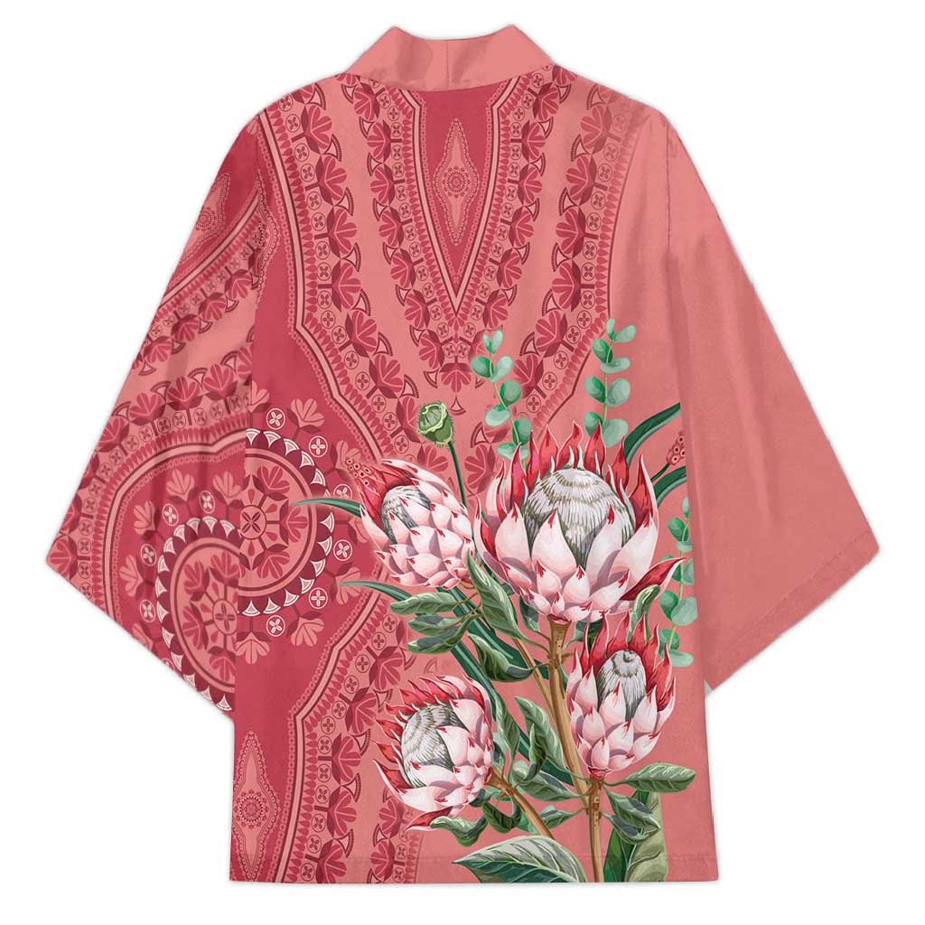 Africa King Proteas Dashiki Motif Kimono Peach Style