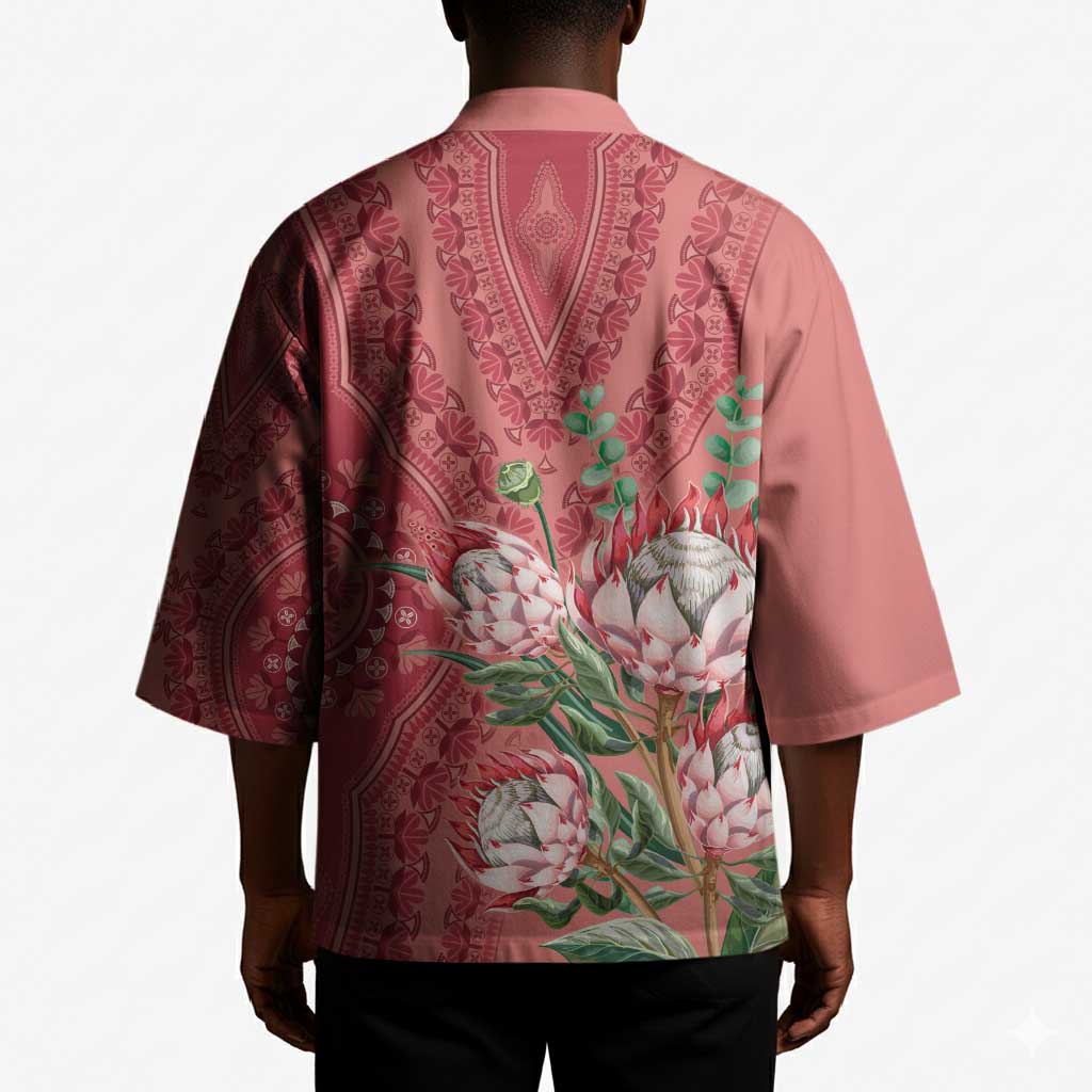 Africa King Proteas Dashiki Motif Kimono Peach Style