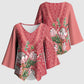 Africa King Proteas Dashiki Motif Kimono Sleeve Blouse Peach Style