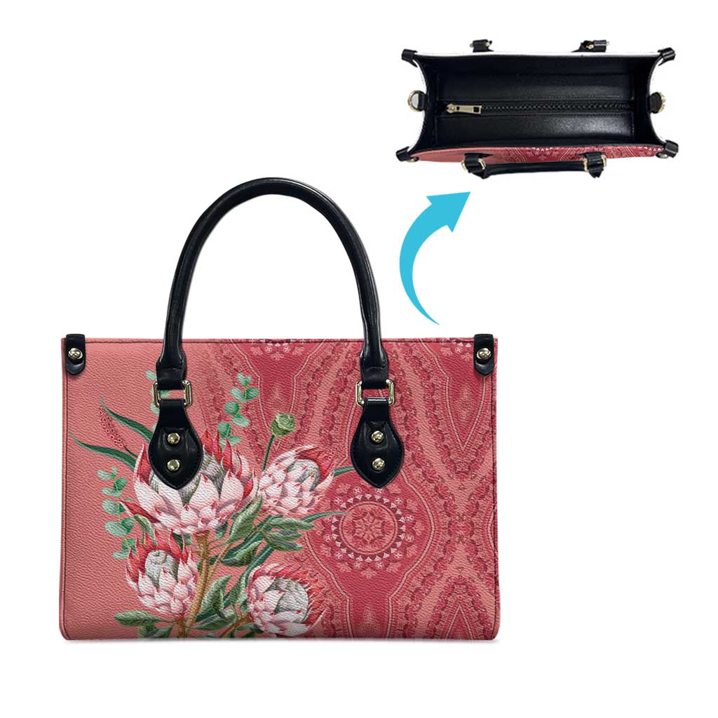 Africa King Proteas Dashiki Motif Leather Bag Peach Style