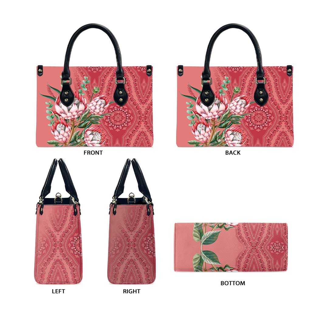 Africa King Proteas Dashiki Motif Leather Bag Peach Style