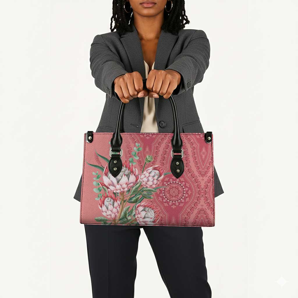 Africa King Proteas Dashiki Motif Leather Bag Peach Style