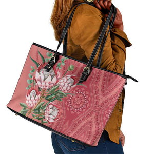 Afro King Proteas Dashiki Motif Leather Tote Bag Peach Style