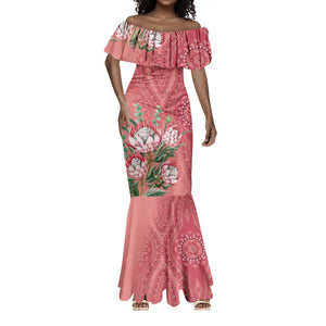 Afro King Proteas Dashiki Motif Mermaid Dress Peach Style