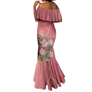 Afro King Proteas Dashiki Motif Mermaid Dress Peach Style