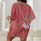 Afro King Proteas Dashiki Motif Off Shoulder Short Dress Peach Style