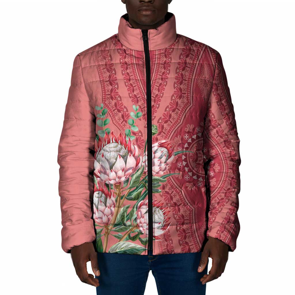 Africa King Proteas Dashiki Motif Padded Jacket Peach Style