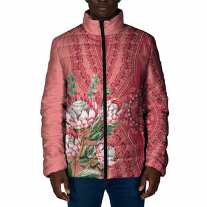 Africa King Proteas Dashiki Motif Padded Jacket Peach Style