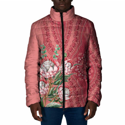 Africa King Proteas Dashiki Motif Padded Jacket Peach Style
