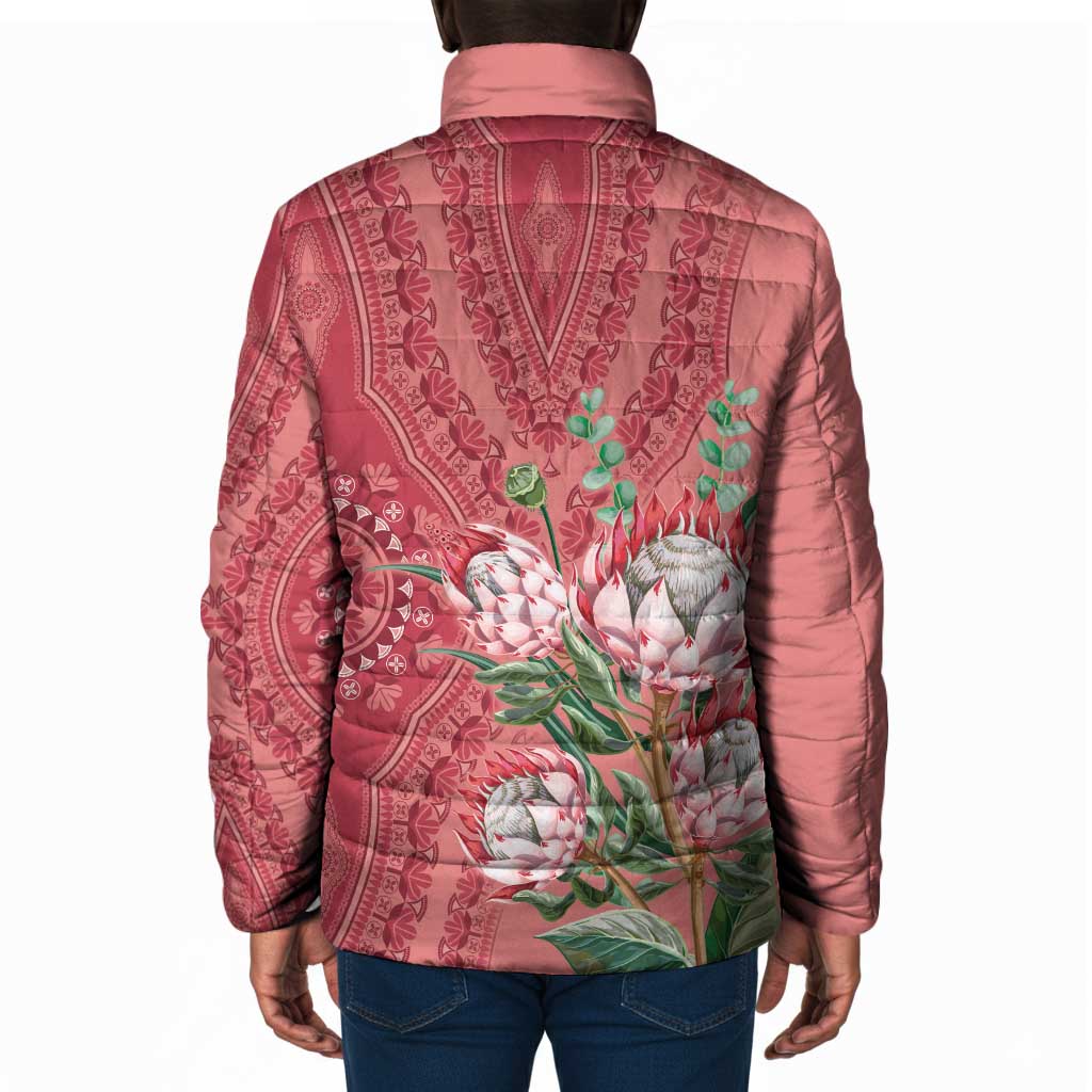 Africa King Proteas Dashiki Motif Padded Jacket Peach Style