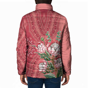 Africa King Proteas Dashiki Motif Padded Jacket Peach Style