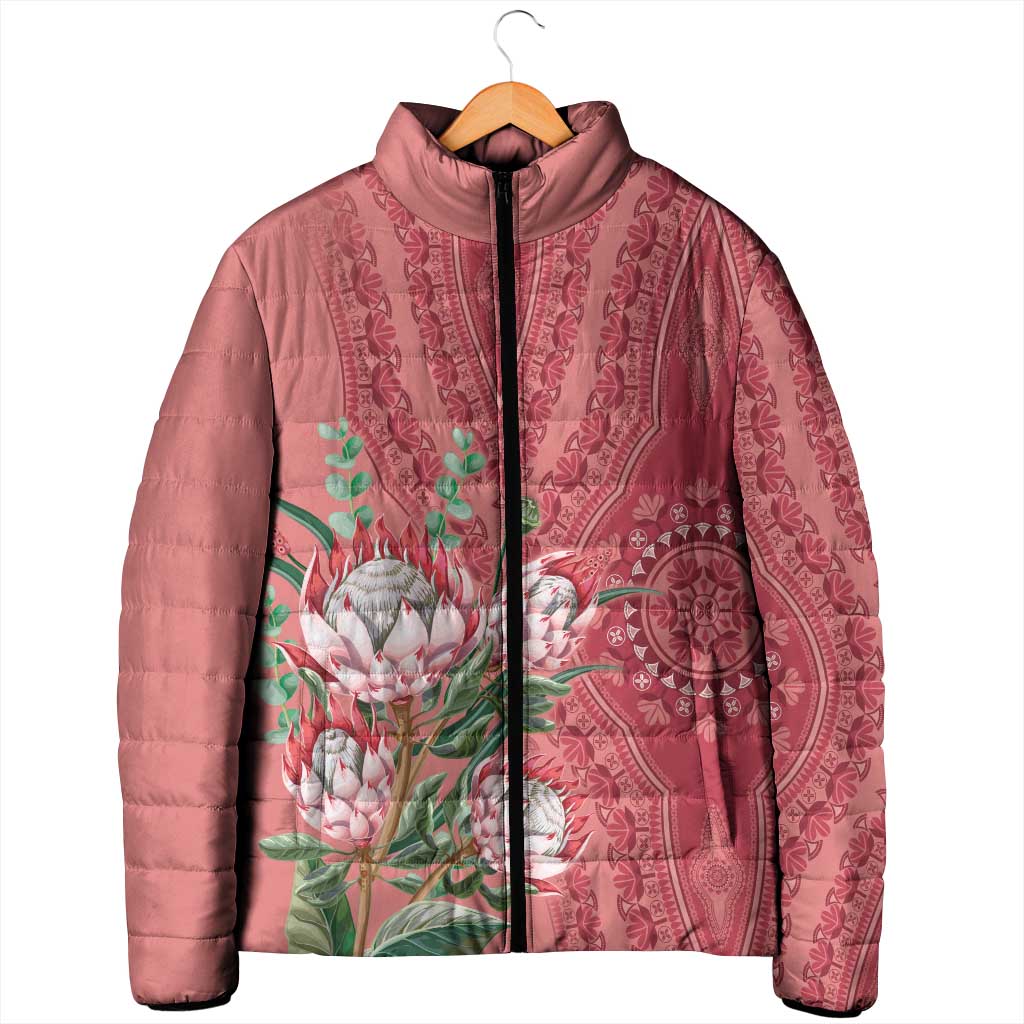 Africa King Proteas Dashiki Motif Padded Jacket Peach Style