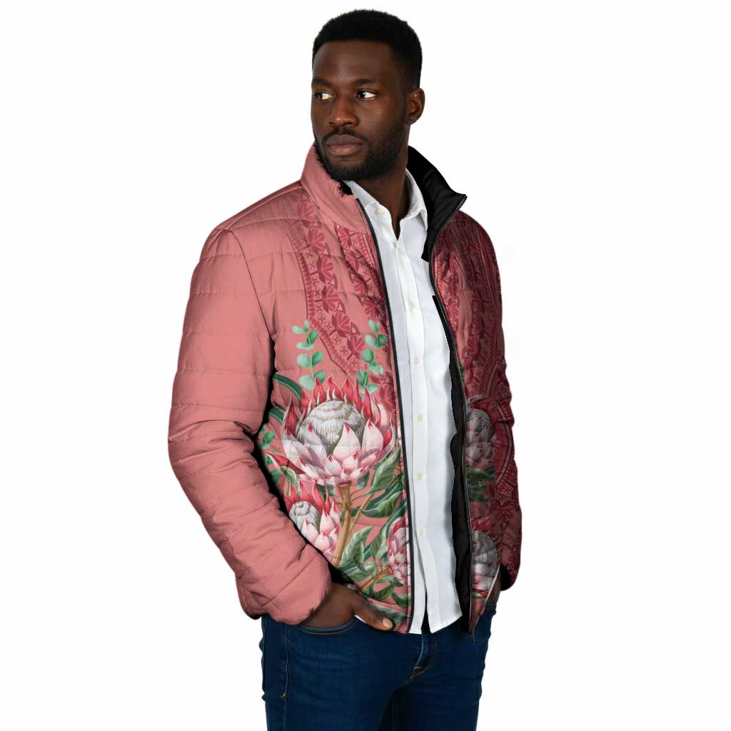 Africa King Proteas Dashiki Motif Padded Jacket Peach Style
