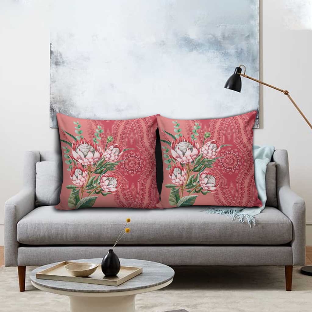 Africa King Proteas Dashiki Motif Pillow Cover Peach Style