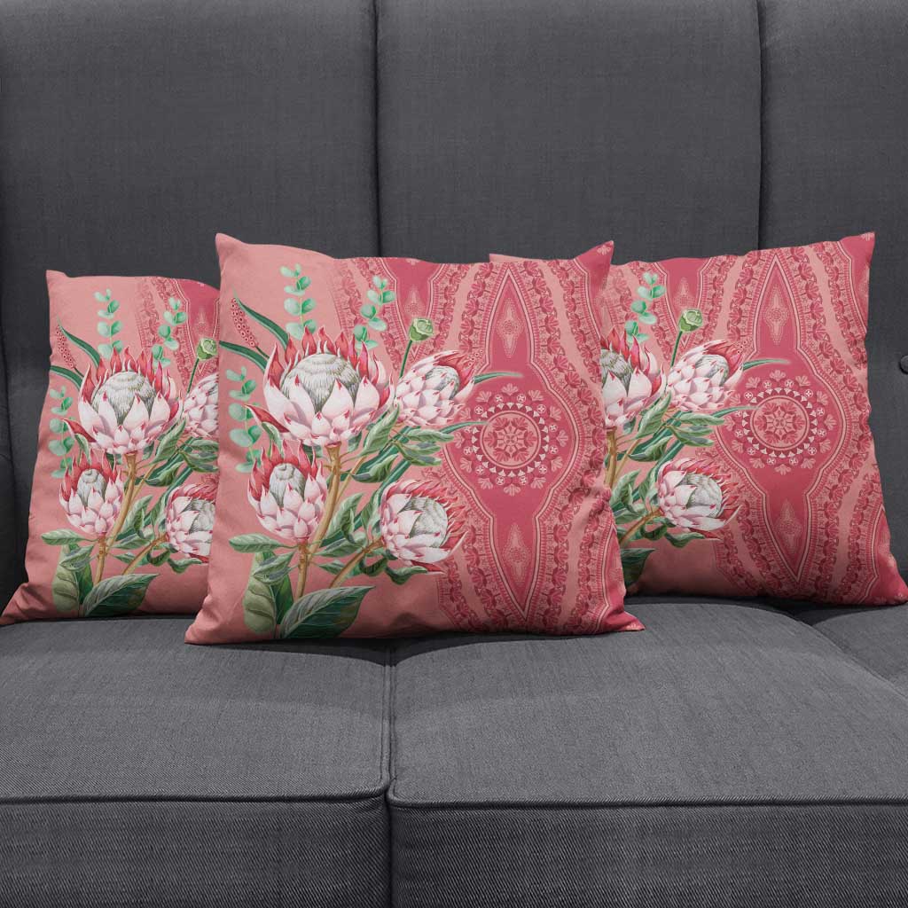 Africa King Proteas Dashiki Motif Pillow Cover Peach Style