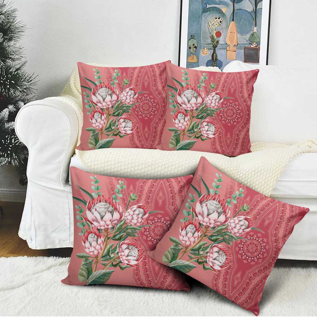 Africa King Proteas Dashiki Motif Pillow Cover Peach Style