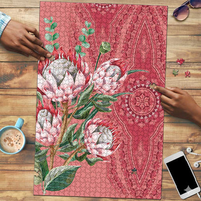Africa King Proteas Dashiki Motif Puzzle Peach Style