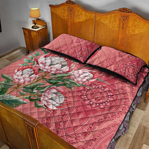 Afro King Proteas Dashiki Motif Quilt Bed Set Peach Style