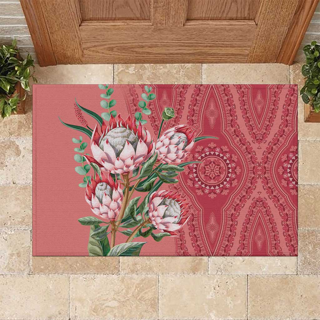 Afro King Proteas Dashiki Motif Rubber Doormat Peach Style