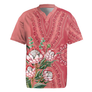 Afro King Proteas Dashiki Motif Rugby Jersey Peach Style