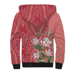 Afro King Proteas Dashiki Motif Sherpa Hoodie Peach Style