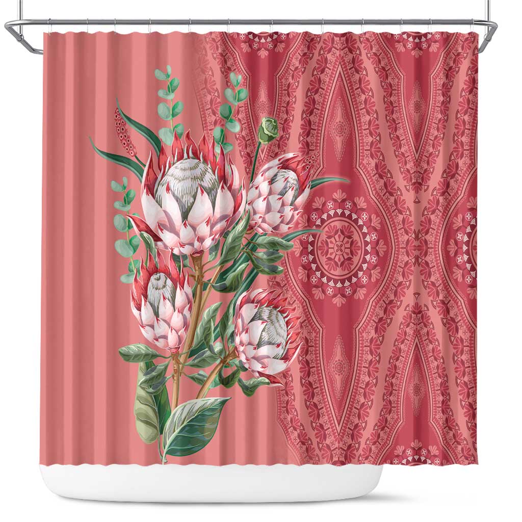 Afro King Proteas Dashiki Motif Shower Curtain Peach Style