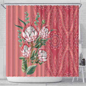 Afro King Proteas Dashiki Motif Shower Curtain Peach Style