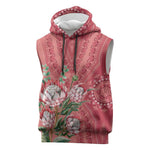 Afro King Proteas Dashiki Motif Sleeveless Hoodie Peach Style - African Pride