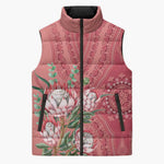Africa King Proteas Dashiki Motif Sleeveless Puffer Jacket Peach Style