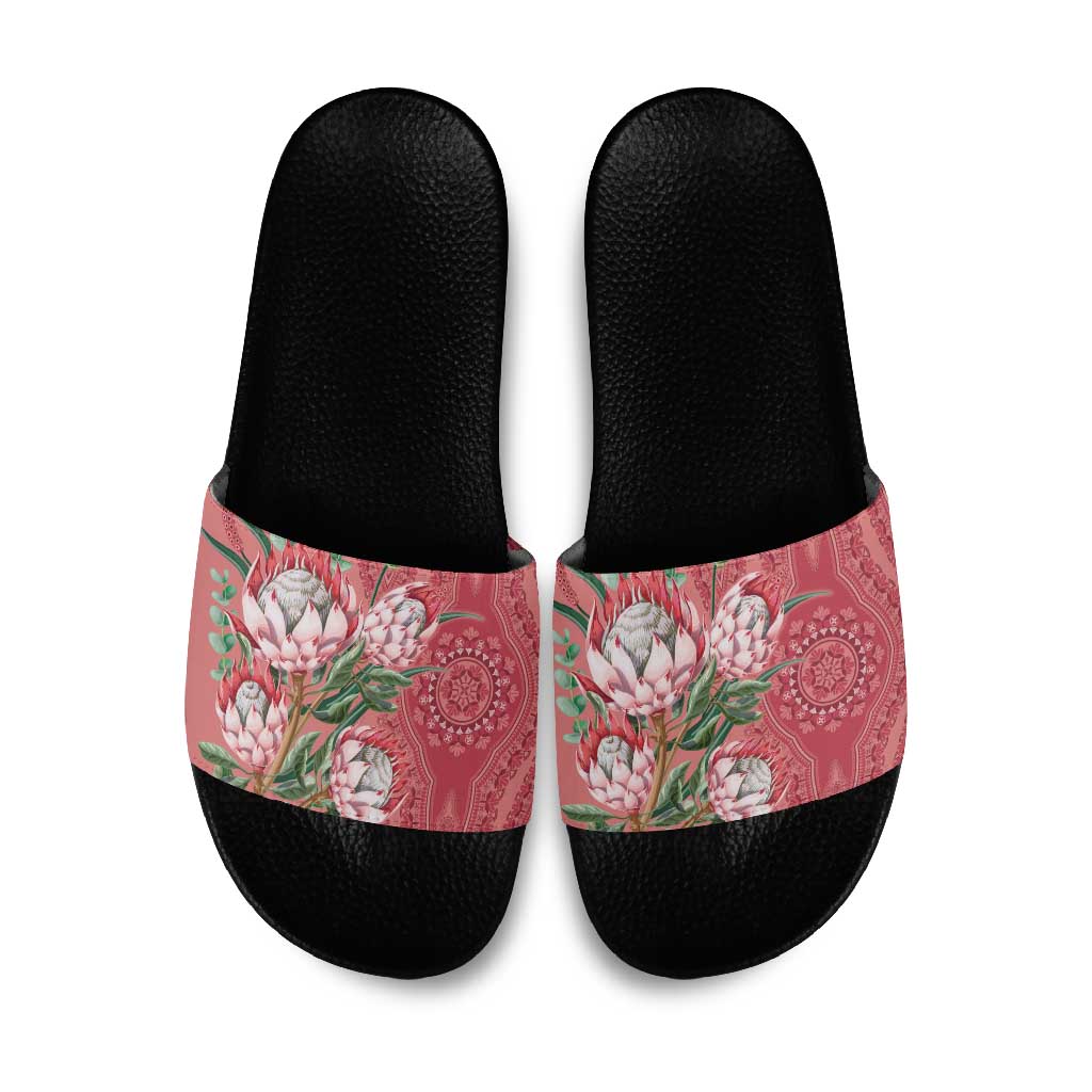 Africa King Proteas Dashiki Motif Slide Sandals Peach Style