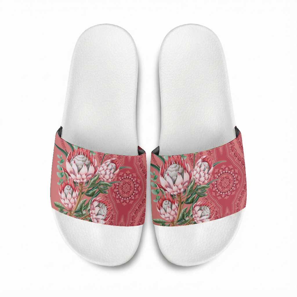 Africa King Proteas Dashiki Motif Slide Sandals Peach Style