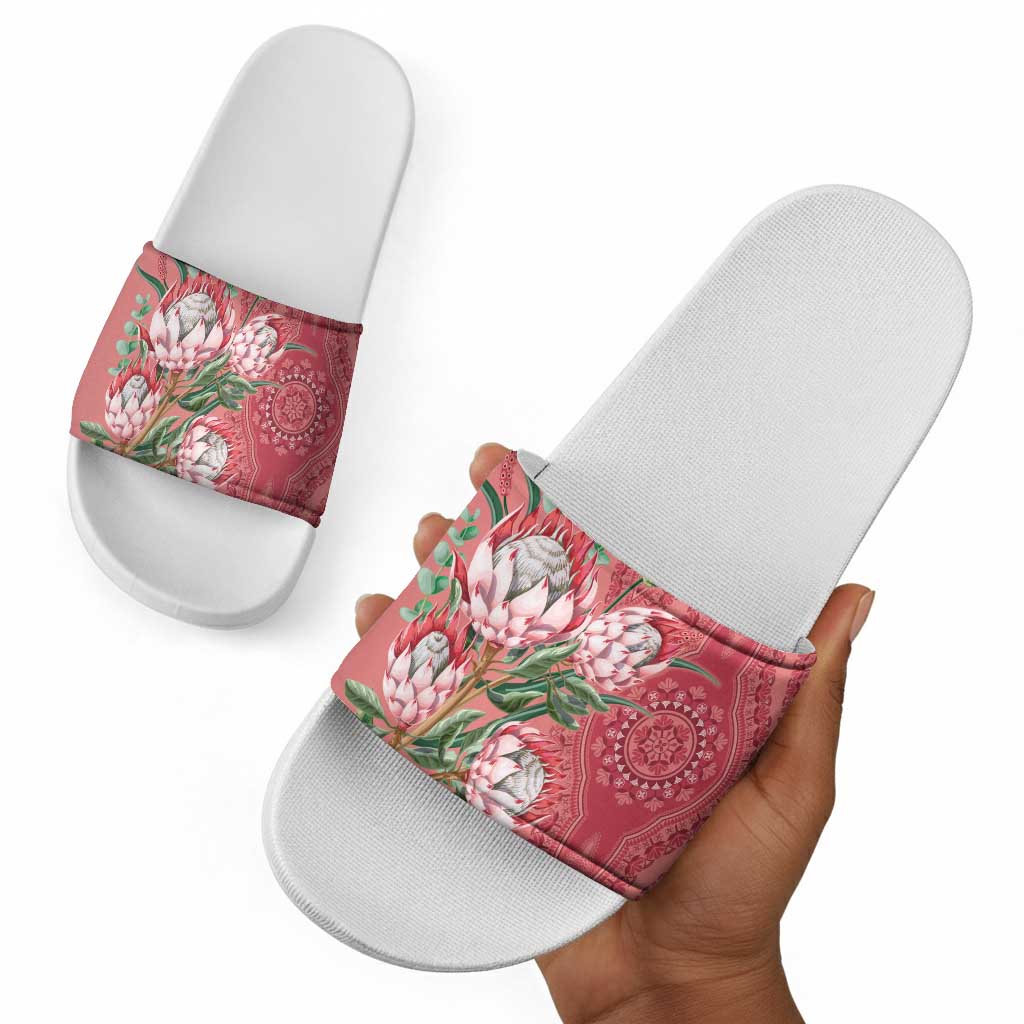 Africa King Proteas Dashiki Motif Slide Sandals Peach Style