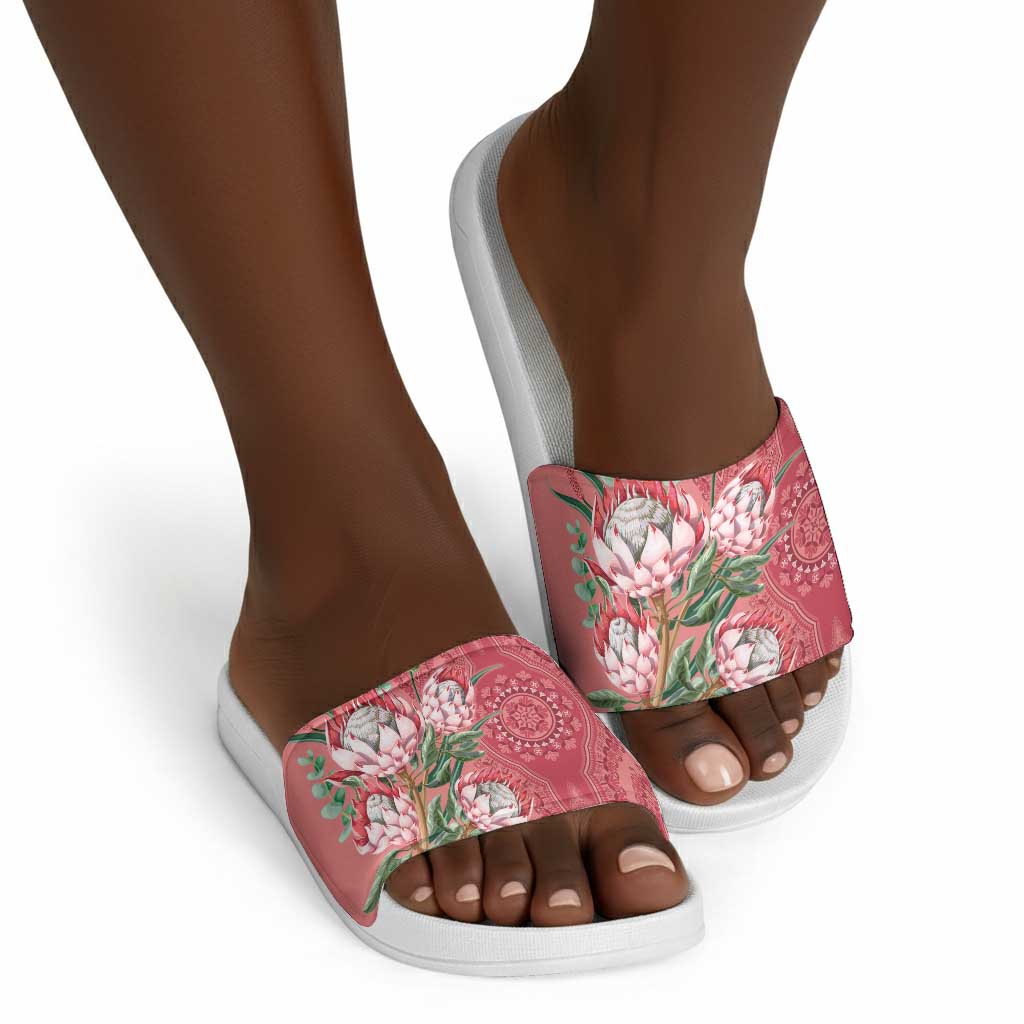 Africa King Proteas Dashiki Motif Slide Sandals Peach Style
